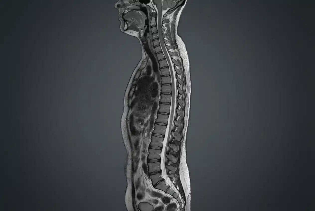 عکس MRI ستون فقرات سالم و نمای طبیعی مهره‌ها و دیسک‌ها